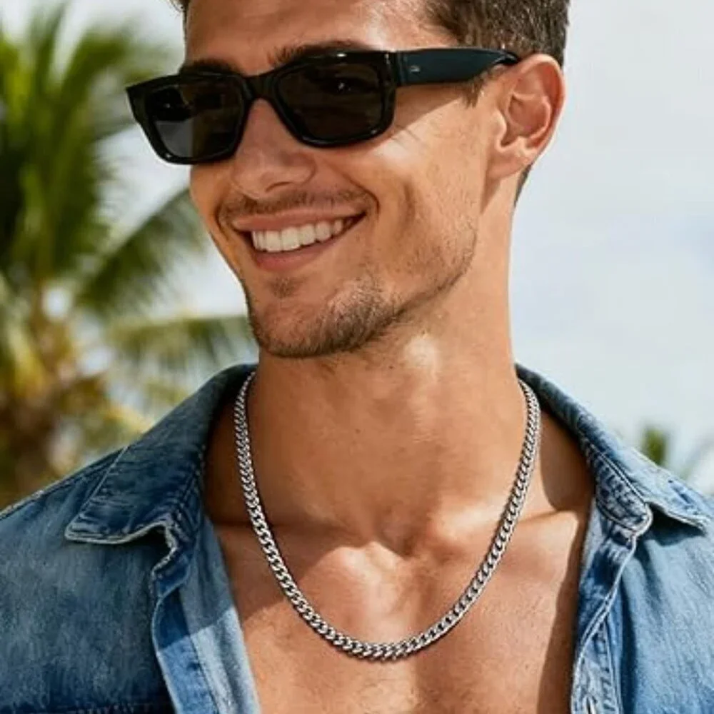 Men's 6MM Width-Steel Stainless Steel Miami Cuban Curb Link Chain Necklace